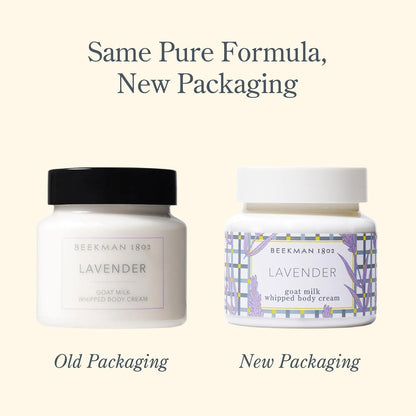 Beekman 1802 Whipped Body Cream, Lavender - Scented - 8 oz - Intensely Hydrating & Softens Skin - With Goat Milk - Good for Sensitive Skin - Cruelty Free
