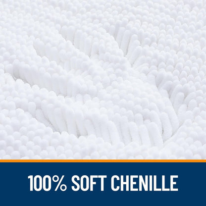 OLANLY Toilet Rugs U-Shaped 24x24, Extra Soft Absorbent Chenille Contour Bathroom Rugs for Toilet, Dry Quickly, Machine Washable, Non-Slip Bath Mat, White