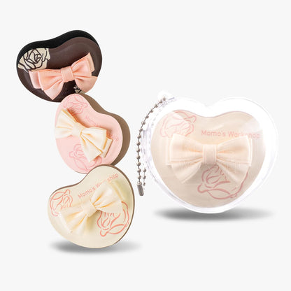 Heart-Shaped Makeup Sponge,Firm Bounce Rubycell, Foundation Sponge with Bow Tie Strap, for Precision Blending of Concealer/Cream Products, 3-Colors,Travel Friendly & Reusable & Storage Case