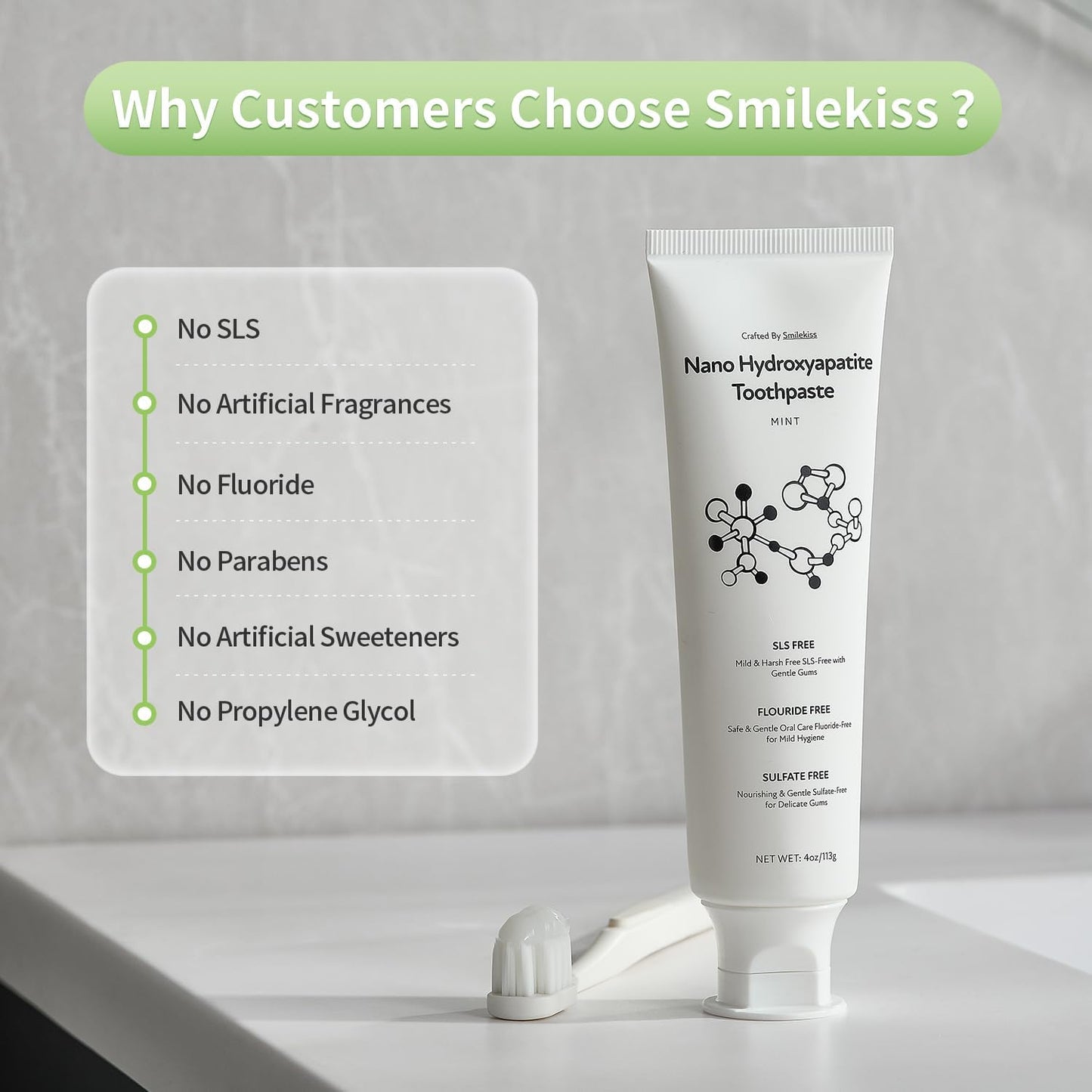 Fluoride Free Toothpaste with Nano Hydroxyapatite – Dentist Recommended for Remineralizing & Sensitive Teeth Relief – Mild Mint Natural Toothpaste for Adults & Kids, 4oz