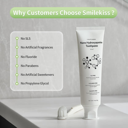 Fluoride Free Toothpaste with Nano Hydroxyapatite – Dentist Recommended for Remineralizing & Sensitive Teeth Relief – Mild Mint Natural Toothpaste for Adults & Kids, 8oz