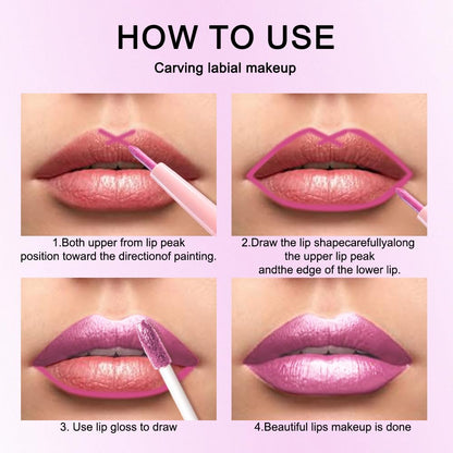 Kaely 2-in-1 Light Rose Pink Metallic Lipstick and Lip Liner, Shimmer Liquid Metallic Lipsticks for Women, Glitter Lip Gloss Stain Long Lasting Waterproof Smudge Proof 24 Hour, Vegan Makeup, 10