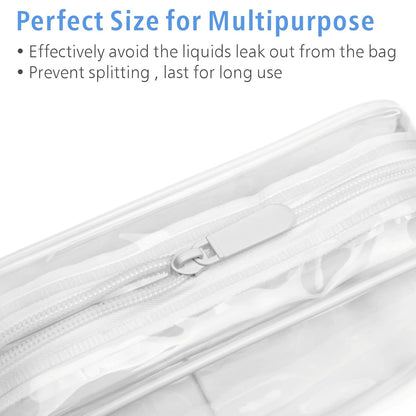 PACKISM Clear Makeup Bag - 3 Pack Clear Travel Bags for Toiletries for Women, Cosmetic Bags Carry on Toiletry Travel Essentials, White Large