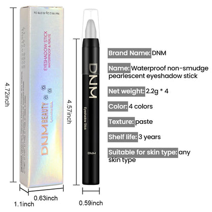 evpct 4Pcs White Black Grey Silver Cream Eyeshadow Pencil Bulk Stick Set, Waterproof Pearl white Dazzling grey Pearl black Silver Shimmer Metallic Eye shadow Crayon Stick sombras en crema para ojos