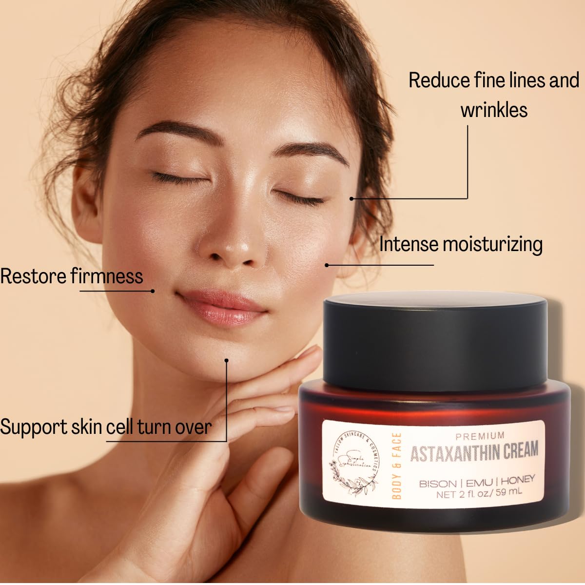 BISON | EMU | HONEY Balm - made with pasture raised Bison tallow and antioxidant Astaxanthin | Tallow Balm | with honey and emu oil | All natural | suitable for sensitive skin - 2 fl oz