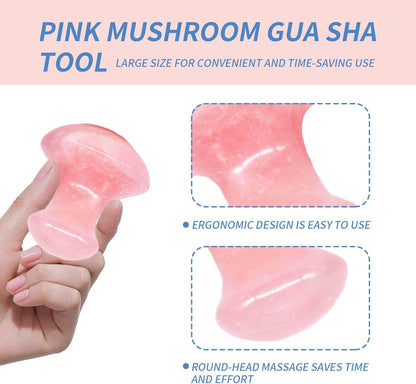 Mushroom Gua Sha Natural Rose Quartz Aventurine Gua Sha Mushroom Face Massager Stone for Eye Neck Beauty Spa Relaxing Massage Stone Facial Massage Spa Relaxing Meditation Guasha Scraping Massage Tool
