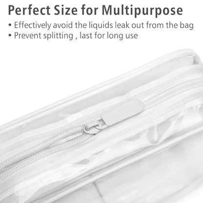 PACKISM TSA Approved Toiletry Bag, 3 Pack Clear Makeup Bag, Travel Makeup Cosmetic Pouch for Women, Carry on Airport Airline Compliant Bag, White (for age 12 or above)