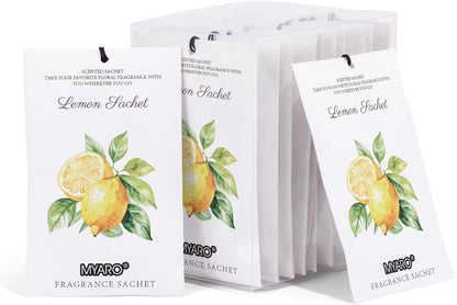MYARO 12 Packs Lemon Scented Sachets for Drawer and Closet, Long-Lasting Closet Sachet Bags Drawer deodorizers Fresh Scents, Home Fragrance for Lover
