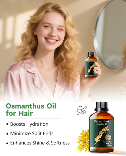 Mumianhua Osmanthus Essential Oil 100% Pure- Floral Essence Osmanthus Oil for Diffuser, Skin Care & Air Purifier | Steam Distilled for Candle Making, Massage Blends & Home Fragrance 3.38 Fl Oz