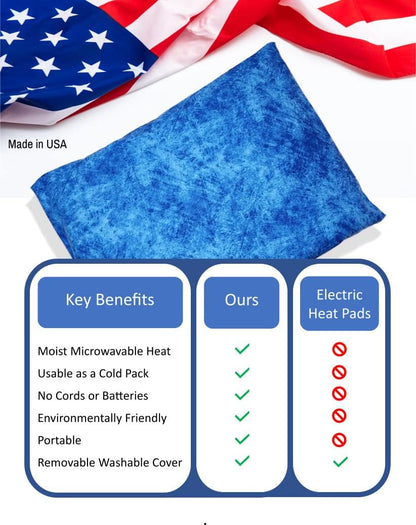 Microwavable Corn Filled Heating Pad and Cold Pack/Washable 100% Cotton Cover (Etched - Cobalt, 7.5in W x 11in L)