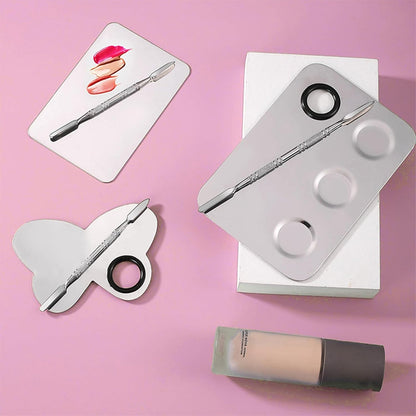 Makeup Mixing Palette, KissDate Makeup Spatula Palette with Foundation Spatula, Stainless Steel Makeup Palette Mixing Tray Nail Art Foundation