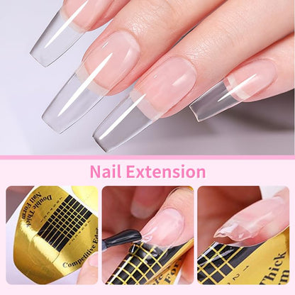 Born Pretty Nail Glue for Tips, 6 in 1 Gel Nail Gel Extension Gel,Blooming Gel,Base Gel Top Coat,Builder and Strengthener Gel for Nail Art Design