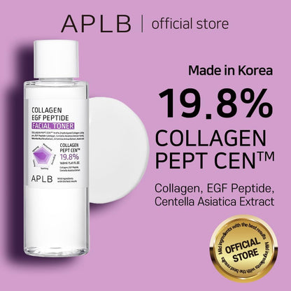 APLB Collagen EGF Peptide Facial Toner | Collagen PEPT CEN™ 19.8% 5.41 FL.OZ/Korean Skincare, Elasticity Care, Replenishing Moisture, Revitalize for Gentle and Improve Skin Texture