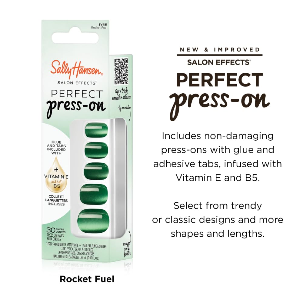 Sally Hansen Instant Cuticle Remover & Salon Effects Rocket Fuel Press On Nails Kit, Nail Treatment & Manicure Set