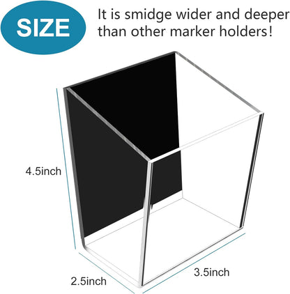 Magnetic Pen Holder, Acrylic Dry Erase Marker Holder, Large Capacity Pencil Holder for Whiteboards, Fridge, Lockers Office School Supplies (Clear & 1 Compartments)