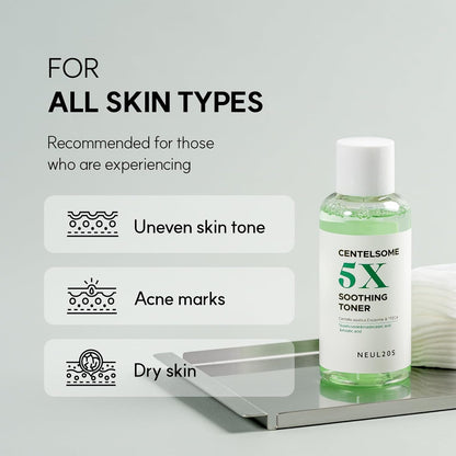 Centelsome 5X Soothing Toner 6.76 fl oz/200ml | Hydrating & Calming Korean Facial Toner with Green Tea, Centella Asiatica & Exosomes | Supports Sensitive, Dry & Acne-Prone Skin