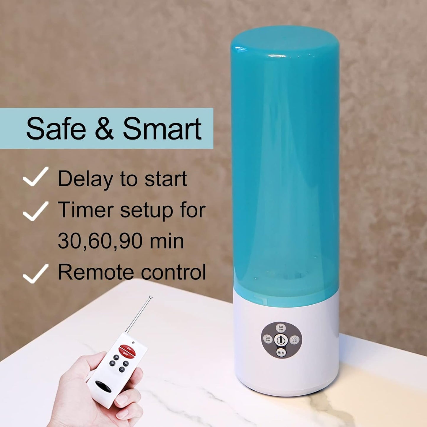 UV Light Sanitizer, 55w 254nm UVC Lamp for Room Surface Disinfection, Kills Bacteria Molds Dust Mites up to 750 sqft, Home/School/Hotel/Travel, 1Y Warranty (Blue Ozone Free)