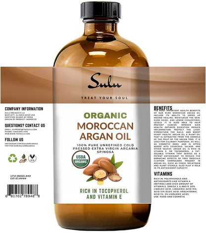 100% Pure Organic Cold Pressed Unrefined Virgin Moroccan Organ Oil (4 oz)