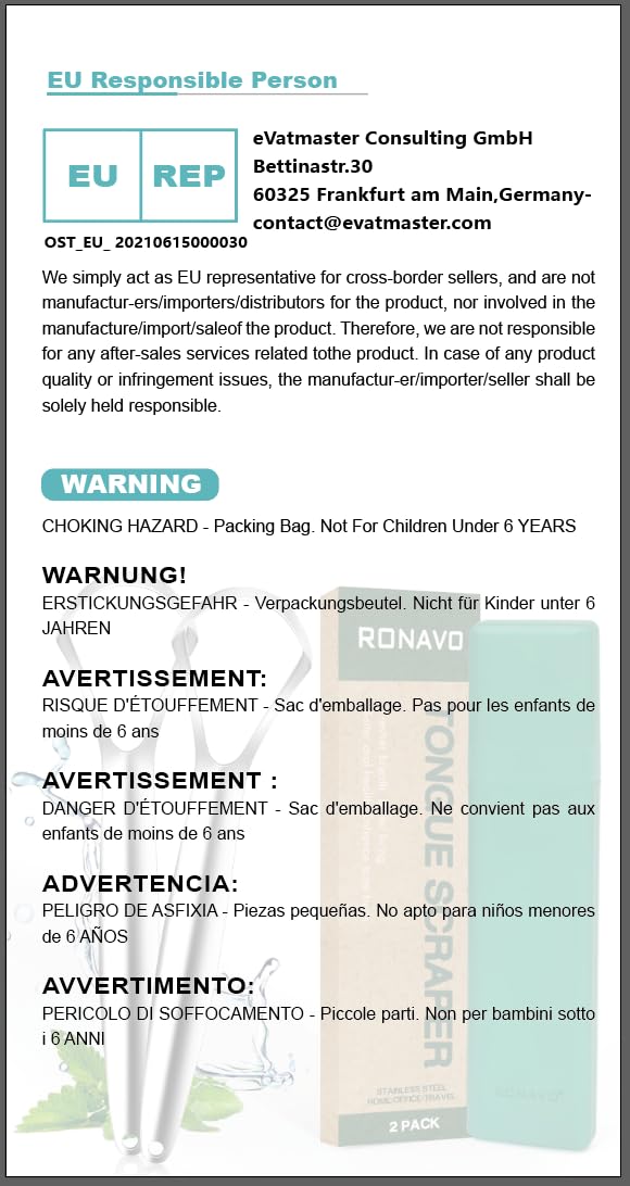 RONAVO Copper Tongue Scraper for Adults, Oral Care & Hygiene Tongue Cleaner for Fresher Breath with Travel Case