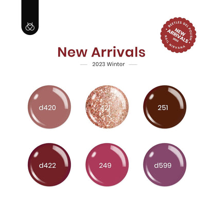 Beetles Fall Gel Nail Polish Set Plum Burgundy Red Brown Glitter 6Pcs Gel Polish Kit Soak Off UV LED Nail Lamp Art Manicure Salon DIY Home Gifts for Women Silent Flower