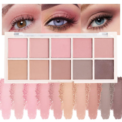 Ten Color Pink Brown Series Matte Eyeshadow Makeup Palette, High-Pigment Eye Shadow, Smooth & Blendable, Everyday Velvety Matte Finish Eye Makeup Looks Box, Vegan & Cruelty-Free, 0.35 Oz 04#