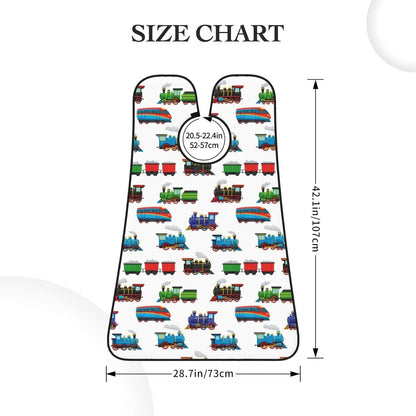 Stretchable Beard Cape, Non-Stick Hair Catcher for Trimming, Waterproof Grooming Apron, Train Pattern Cartoon