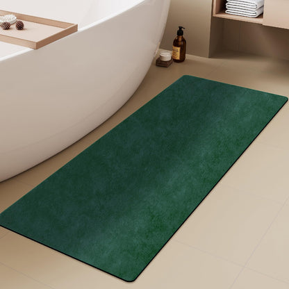 Bathroom Mat Quick Dry, Bathroom Rugs Non Slip Washable Thin Absorbent Bath Mat Fits Under Door Bathroom Floor Mat Perfect for Bath, Shower, or Sink 24"x70" Dark Green