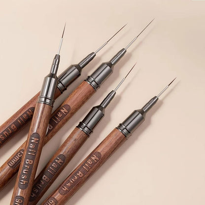 5Pcs Nail Art Liner Brushes, Fine Liner Striping Brush 6/9/12/15/18mm Thin Nail Art Design Brush with Cap Nail Brush Gel Polish Painting Nail Art Design Brushes for Long Lines, Thin Details