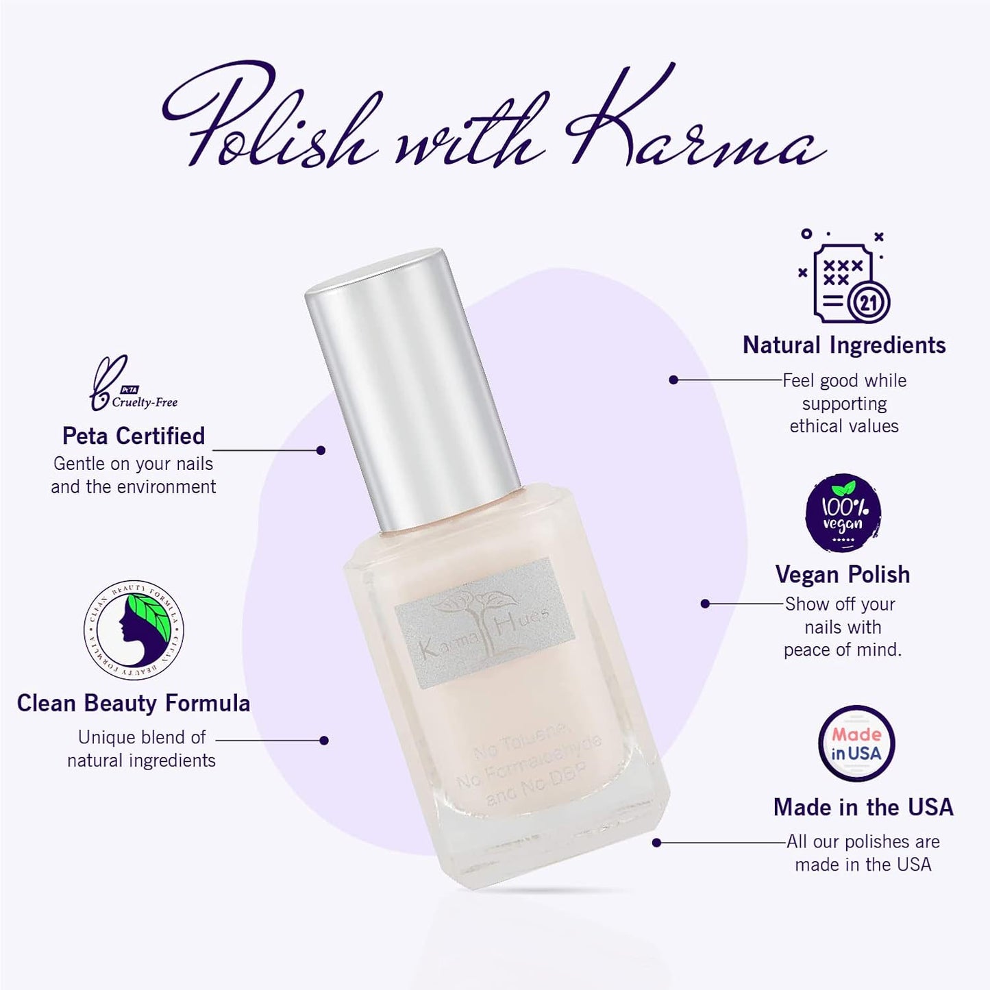 Karma Organic Natural Nail Polish-Non-Toxic Nail Art, Vegan and Cruelty-Free Nail Paint (HEAVENLY HAZE)