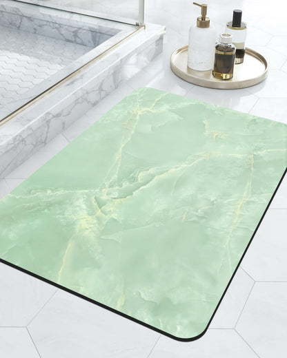 DEXI Bath Mat 16x24, Non Slip Quick Dry Rugs, Super Absorbent Ultra Thin Marble Bathmat, Washable Rubber Mats for Shower Floor, in Front of Bathtub, Sink, Bathroom Accessories Decor, Light Green