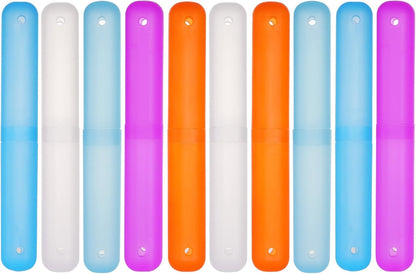 10PCS Plastic Toothbrush Case Five Colors Portable Dust-proof Toothbrush Cases Toothbrushes Holder for Daily and Travel Use(10)
