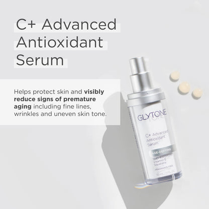 Glytone Age-Defying C+ Vitamin C Serum for Face | 20% Vitamin C, E and Squalane Antioxidant Complex | Reduces Fine Lines & Wrinkles | Hydrating & Anti-Aging Facial Serum for All Skin Types | 1 Fl Oz
