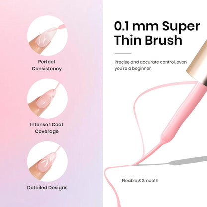 Beetles Pearl Pink Gel Liner Nail Polish,Soak Off Uv Led Pearl Gel Nail Polish Drawing Valentine Gel Polish Cotton Candy Pearlescent Swirl Gel Art Paint with Dotting Pen and Nail Charms