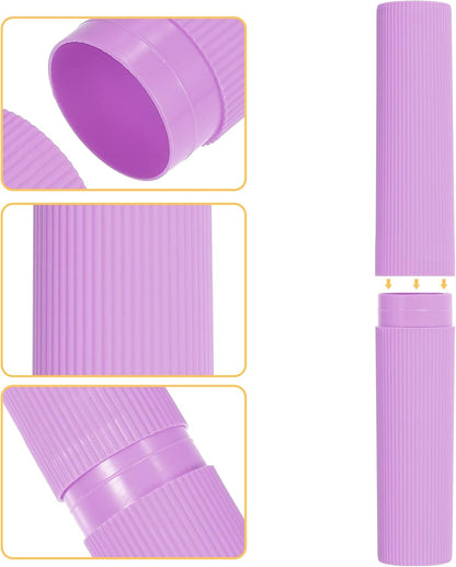 VOCOSTE 1 Pcs, Vertical Stripe Toothbrush Case, Plastic, Traveling Toothbrush Holders Case, Travel Business, Purple, 7.87"x1.18"