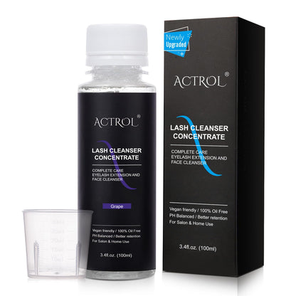 Eyelash Cleanser Concentrate 100ml Professional Lash Shampoo Foaming Cleanser Lash Wash Concentrate for Extensions Lashes with Salon Home Care-Makes 40 Bottles Grape