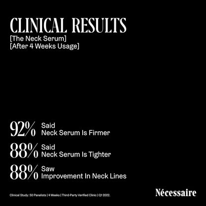 Nécessaire The Neck Serum. Fragrance-Free. 5 Peptides for Tech + Aged Neck. Skin Feels Firm, Looks Lifted. Hypoallergenic. Dermatologist-Tested. 50 ml