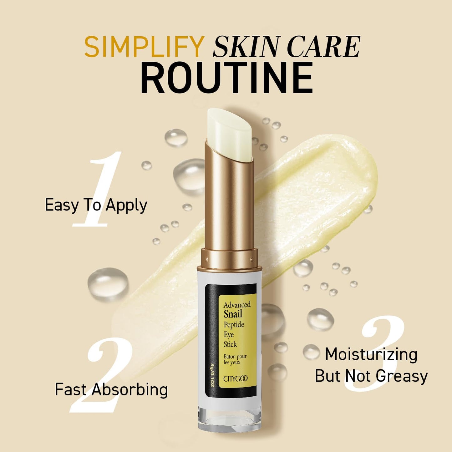 CITYGOO Snail Eye Stick for Dark Circles: Anti Wrinkle Snail cream Eye Puffiness Treatment (Snail Eye Stick)