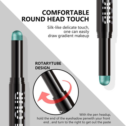 Cyan Green Shimmer Cream Eye Shadow Stick Makeup for Women, Cyan Green Shimmer Matte Eye Shadow Brightener Stick for Eyes, Waterproof Eyeshadow Pencil Applicator Blendable for Eye Highlight 24