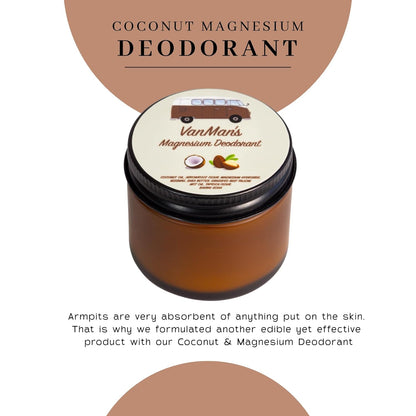 VanMan Coconut & Magnesium Deodorant Jar - Natural Aluminum Free Deodorant for Women & Men - Effective Odor Control for Delicate Skin - With Tallow, Shea Butter & Coconut Oil - 2 Fl Oz Unscented