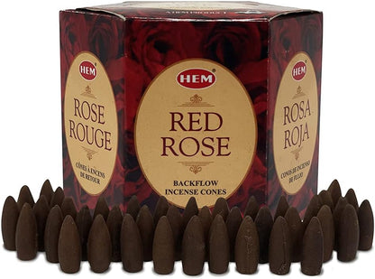 TRUMIRI Red Rose Incense Cones for Waterfall - 40 Pieces (2 Sets of 20)
