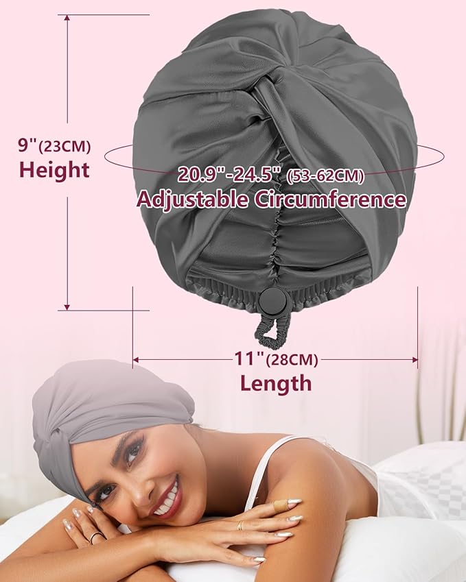 Adjustable silk satin hair bonnet