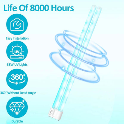 UV Light Sanitizer Replacement Light Bulb with Ozone,UVC Home Disinfection Device Light Bulb,38W UV Light Bulb,1 Count