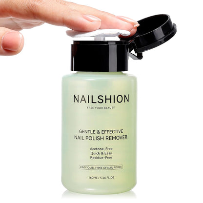 Avocado Nail Polish Remover, Non-Acetone 5s Quick Removal, Professional Remover for All Air-dry Nail Polish, VE Non-Drying Built-in Refillable Pump Bottle, 160ml