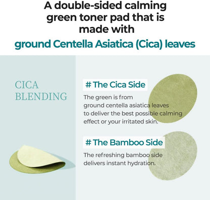 numbuzin No.1 Toner Pads | Centella Re-Leaf Green Toner Pad | Double-Sided | Centella Asiatica, Heartleaf, Licorice Root | Calming, Hydrating, Exfoliating | 70 Pads/6.42 fl. oz.