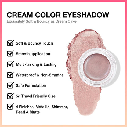 Cream Glitter Antique Rose Shimmer Metallic Eyeshadow Palette Makeup, Natural Single Mini Instant Holographic Eyeshadow For Women, Sombras Crema Para Ojos,Talc,Paraben&Cruelty Free,R02