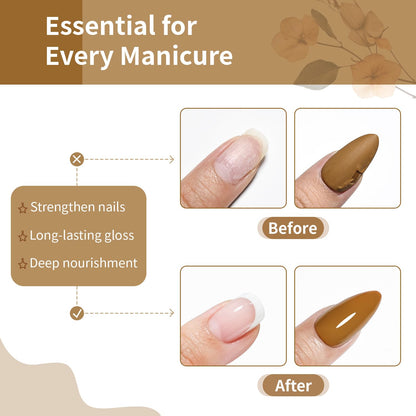 Base and Top Coat Nail Polish Quick Dry,16.5ml Large capacity Basic Nail Polish Set Air Dry Fast, High-Glossy Shiny, No U V Light Needed for Women Salon DIY Nail Art