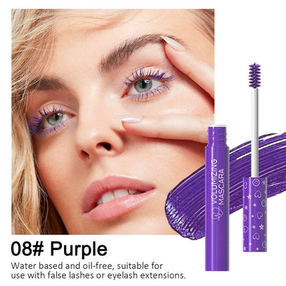 Colored Mascara for Eyelashes Set,Colorful Waterproof Mascara for eyelashes Long lasting Charming Voluminous for Women Halloween Eye Makeup (1Pcs 08#Purple, F)