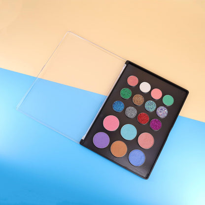 Magnetic Makeup Palette with Clear Top, Empty Eyeshadow Pan Dispensing Storage Box with 40Pcs Adhesive Metal Stickers for DIY Cosmetics Blush Powder(XL Large - 9.25"x6.57")