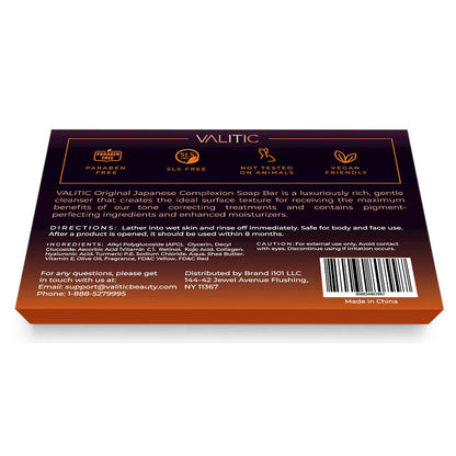 VALITIC Kojic Acid Dark Spot Remover Soap Bars with Vitamin C, Retinol, Collagen, Turmeric - Original Japanese Complex Infused with Hyaluronic Acid, Vitamin E, Shea Butter, Castile Olive Oil - 5 Pack