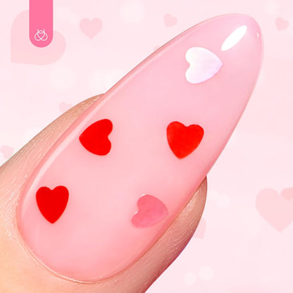 beetles Gel Polish 6Pcs Heart Star Reflective Glitter Gel Top Coat Set, Clear Pink Color Pastel Nail Polish No Wipe Top Coat Long Lasting Highly Shine Soak Off Uv Gel Art